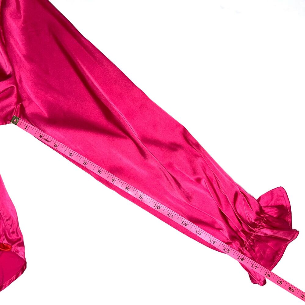 She + Sky Red Pink Split Satin Surplice Top Size Medium - Picture 10 of 11